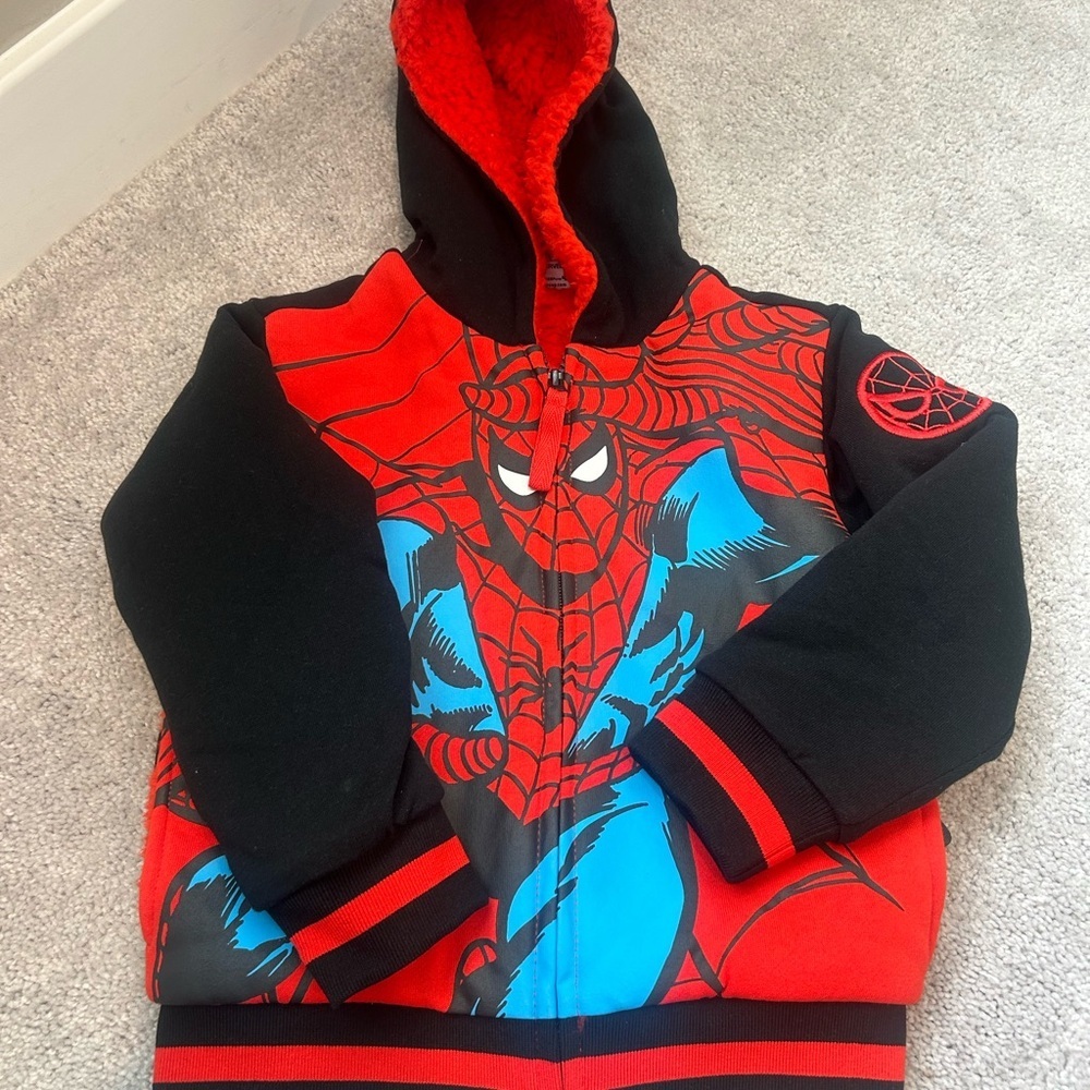 Marvel Spider man Red and Black Fleece Hoodie